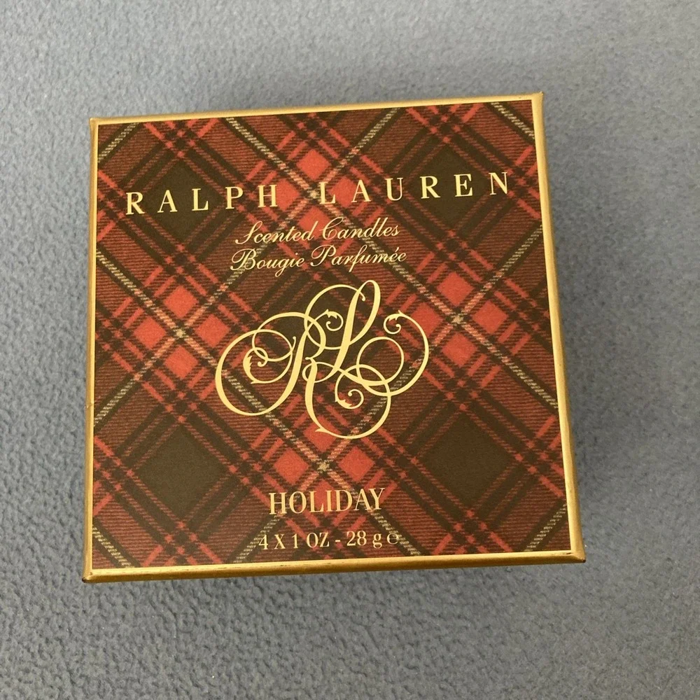 NIB RALPH LAUREN HOLIDAY Scent Votive Soy Blend 4 x 1oz Red‎ Glass Candles